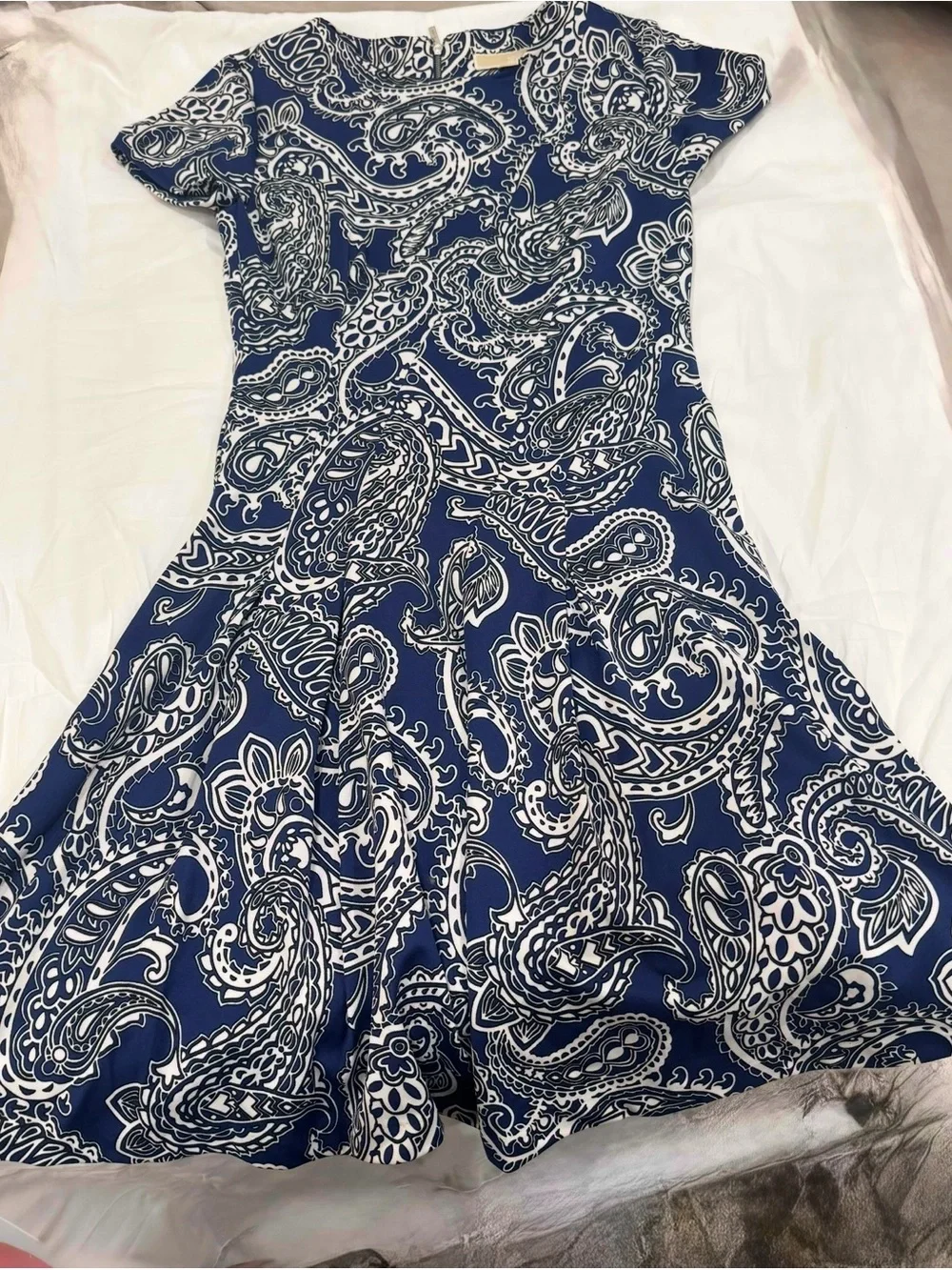 Michael Kors Navy and White Paisley Dress